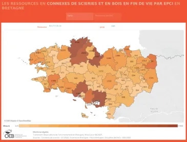 capture Les ressources connexes de scieries et en bois en fin de vie par EPCI en Bretagne