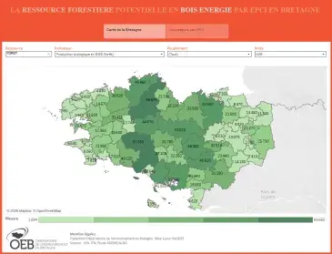 La ressource forestière potentielle en bois-énergie par EPCI en Bretagne